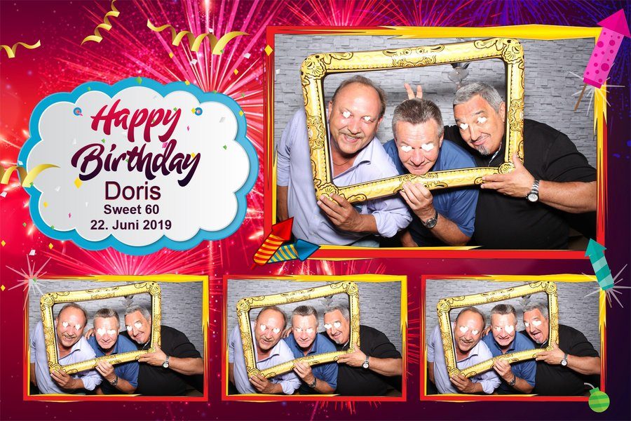 Fotobox-Collage zum 60. Geburtstag im bunten Party-Design